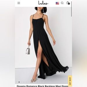 Lulus. Dreamy Romance backless black maxi